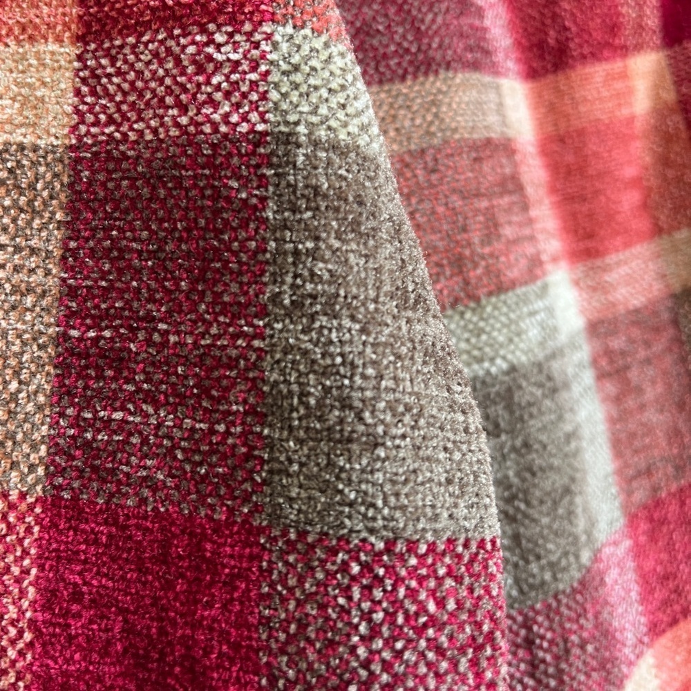 Vintage Christopher & Banks Cozy Red Multi Plaid Chenille Oversized Jacket EUC - Picture 7 of 9